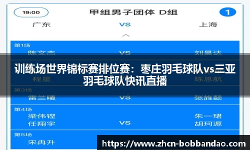 训练场世界锦标赛排位赛：枣庄羽毛球队vs三亚羽毛球队快讯直播